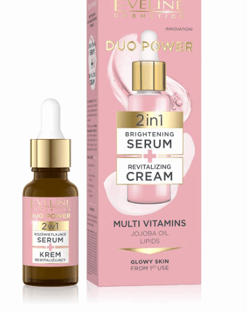 Evelin, serum duo power 2en1 iluminador+crema revitalizante (18 ml)